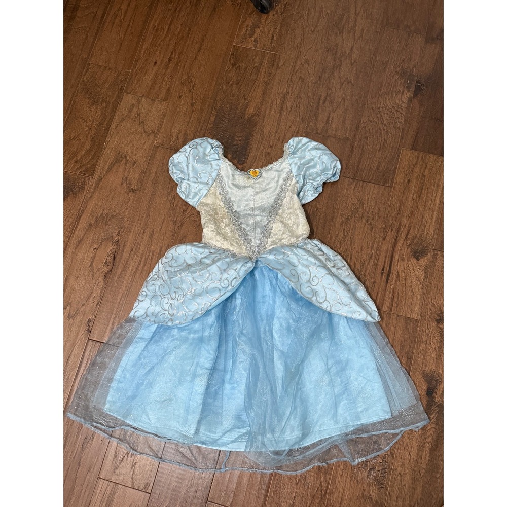 Disney Parks Cinderella Costume Dress Blue Silver Glitter Lace Girls Small S